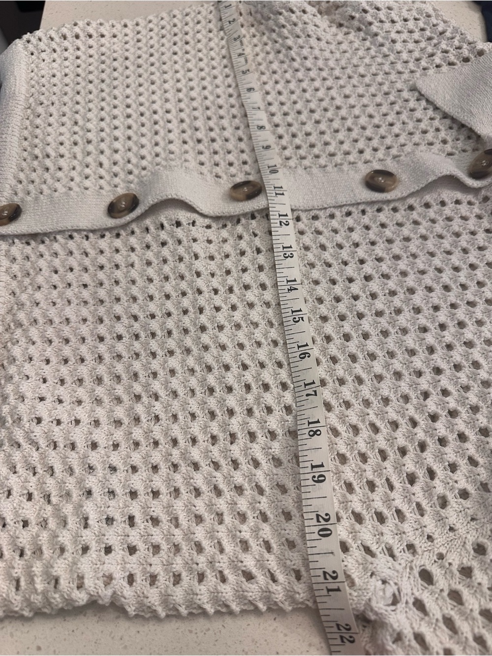 H&M Open-Knit Button Cardigan in Cream - Picture 8 of 9